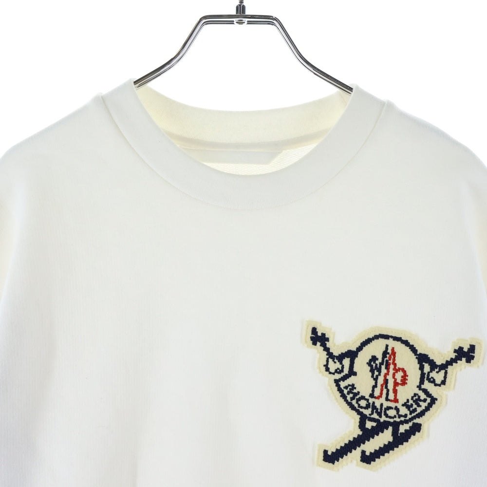 MONCLER(モンクレール) 24AW スキーロゴ クルーネック 長袖スウェットトレーナー カットソー ホワイト J20918G00016