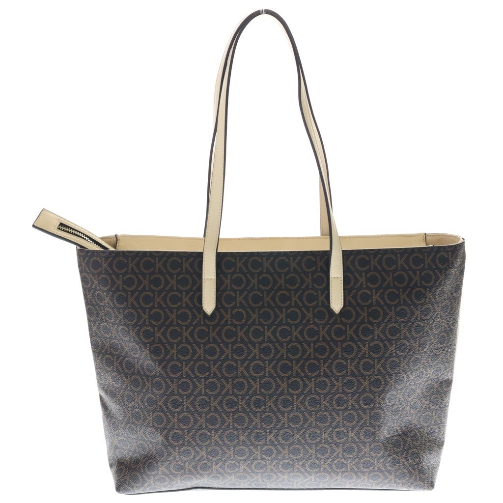 Calvin Klein(カルバンクライン) CKロゴプレート 総柄 トートバッグ ブラウン K60K610611 レディース