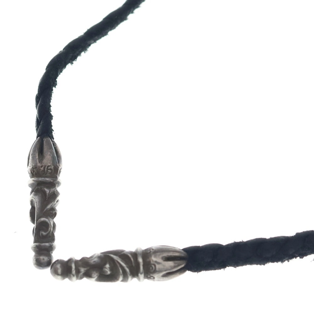 CHROME HEARTS(クロムハーツ) LEATHER BRAID SCROLL ネックレス レザーブレイドネックレス ブラック/シルバー BCA377