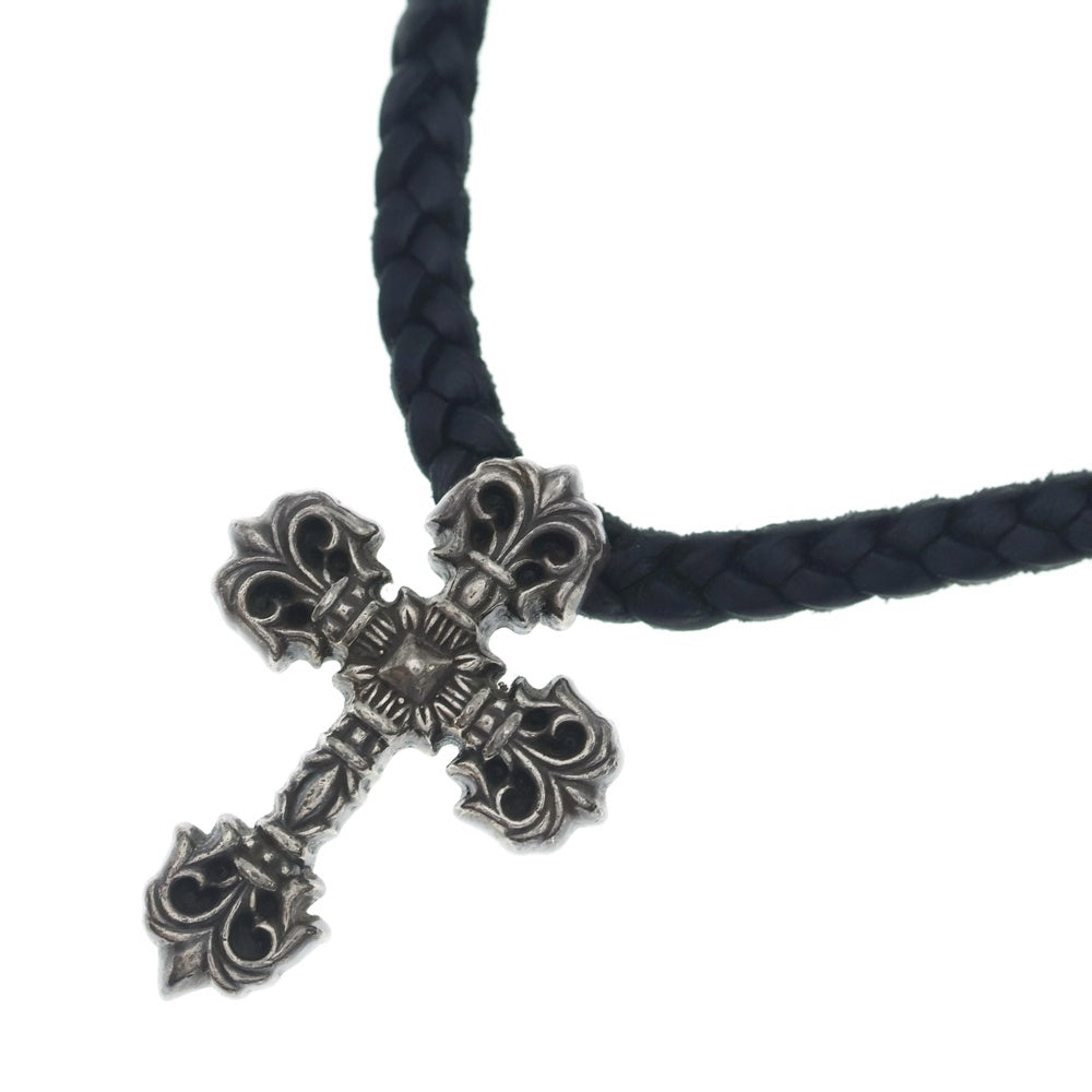 CHROME HEARTS(クロムハーツ) FILIG CROSS-XSM LB フィリグリー クロス レザーブレイド ネックレス シルバー