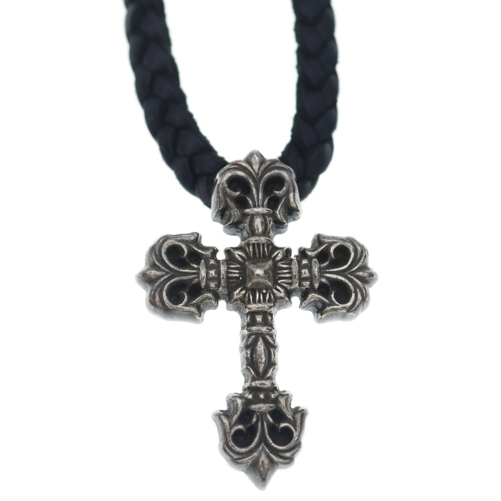 CHROME HEARTS(クロムハーツ) FILIG CROSS-XSM LB フィリグリー クロス レザーブレイド ネックレス シルバー