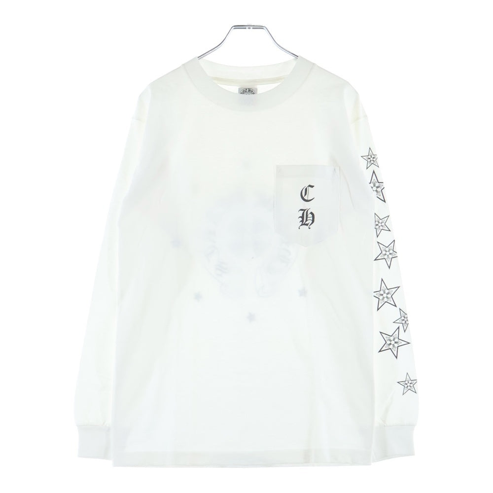 CHROME HEARTS(クロムハーツ) OLD バックホースシュー スター クルーネック長袖Tシャツカットソー ホワイト