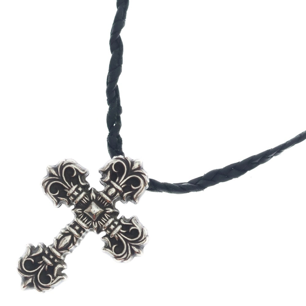 CHROME HEARTS(クロムハーツ) FILIG CROSS-XSM LB フィリグリー クロス レザーブレイド ネックレス シルバー