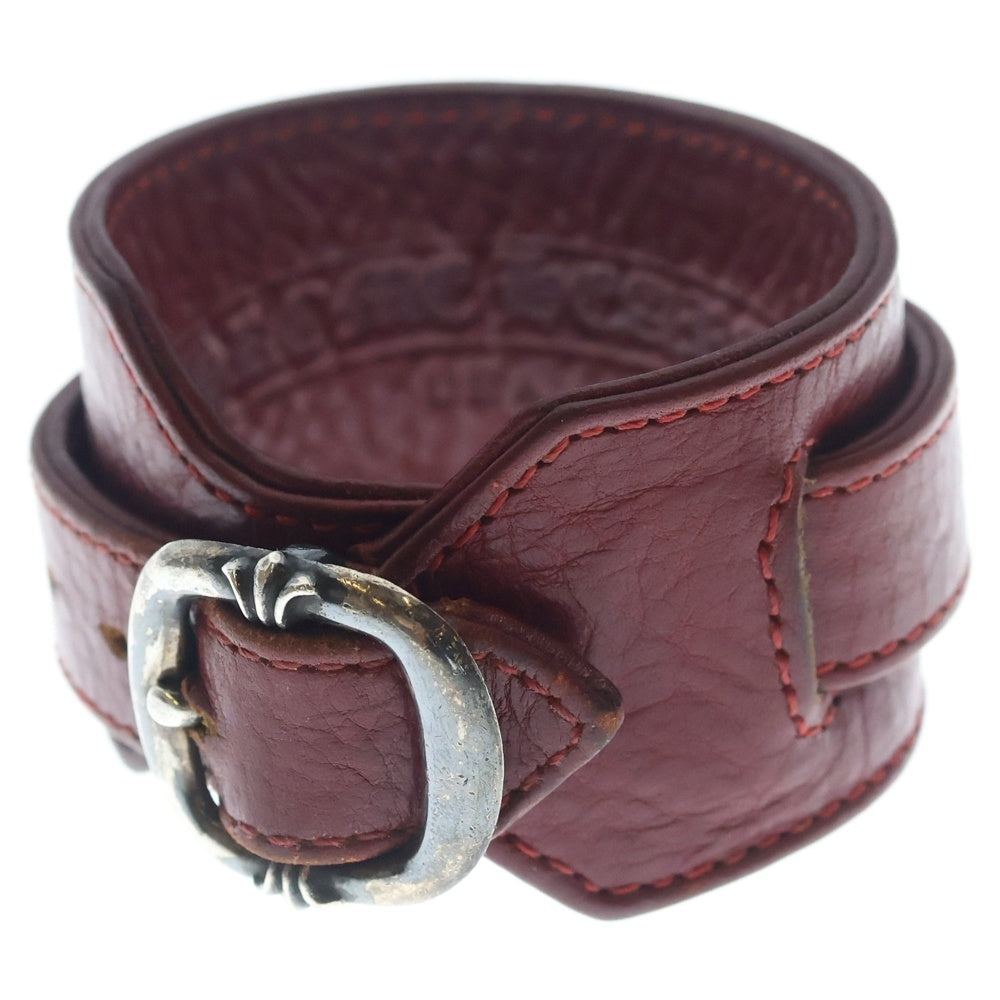 CHROME HEARTS(クロムハーツ) R&R ロックンロール レザーブレスレット レッド/シルバー