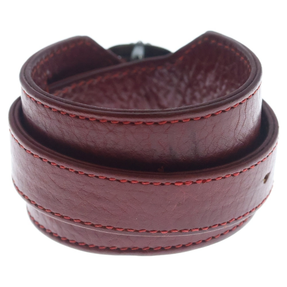 CHROME HEARTS(クロムハーツ) R&R ロックンロール レザーブレスレット レッド/シルバー