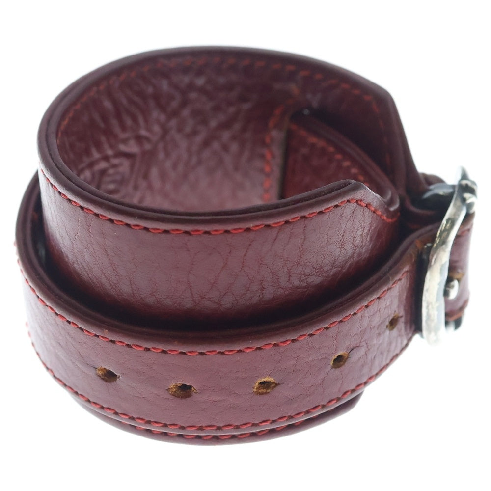 CHROME HEARTS(クロムハーツ) R&R ロックンロール レザーブレスレット レッド/シルバー