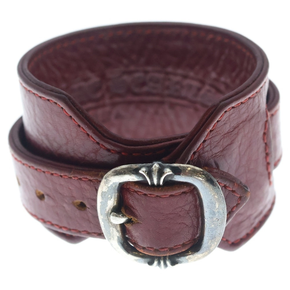CHROME HEARTS(クロムハーツ) R&R ロックンロール レザーブレスレット レッド/シルバー