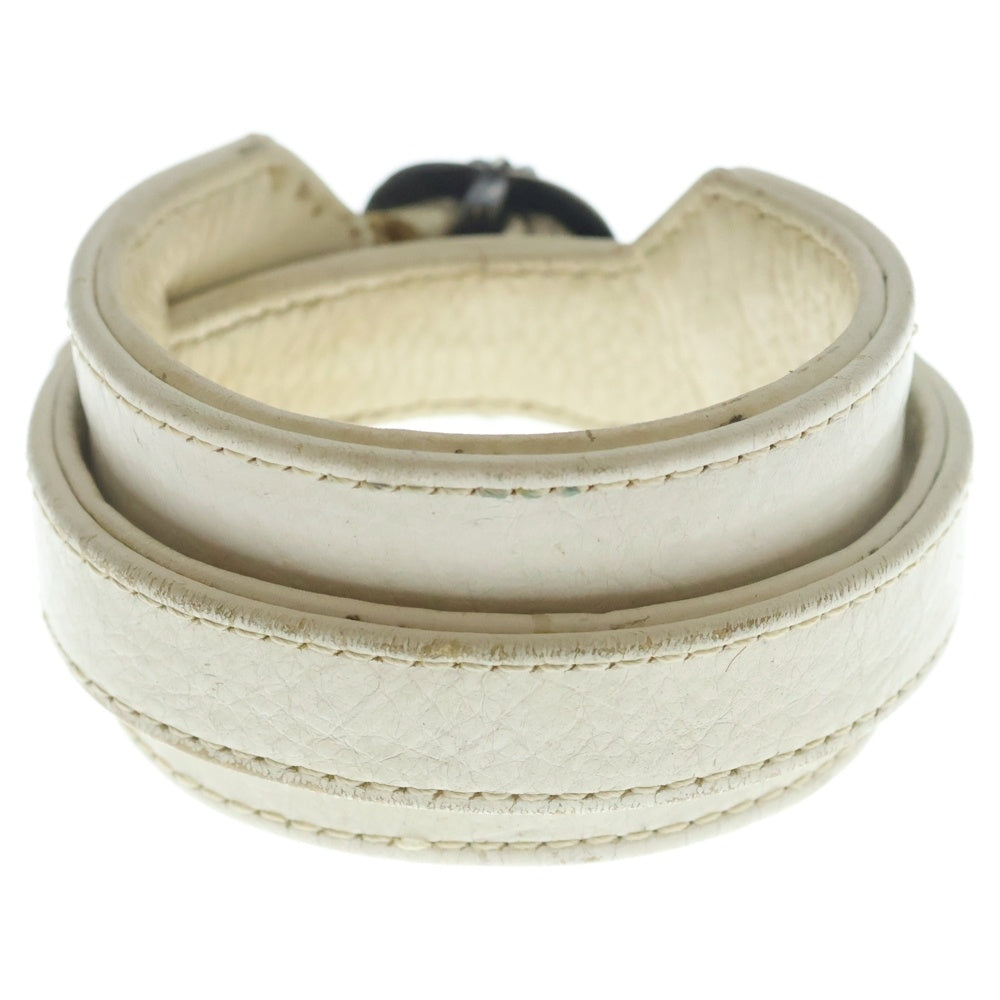 CHROME HEARTS(クロムハーツ) R&R ロックンロール レザーブレスレット ホワイト/シルバー