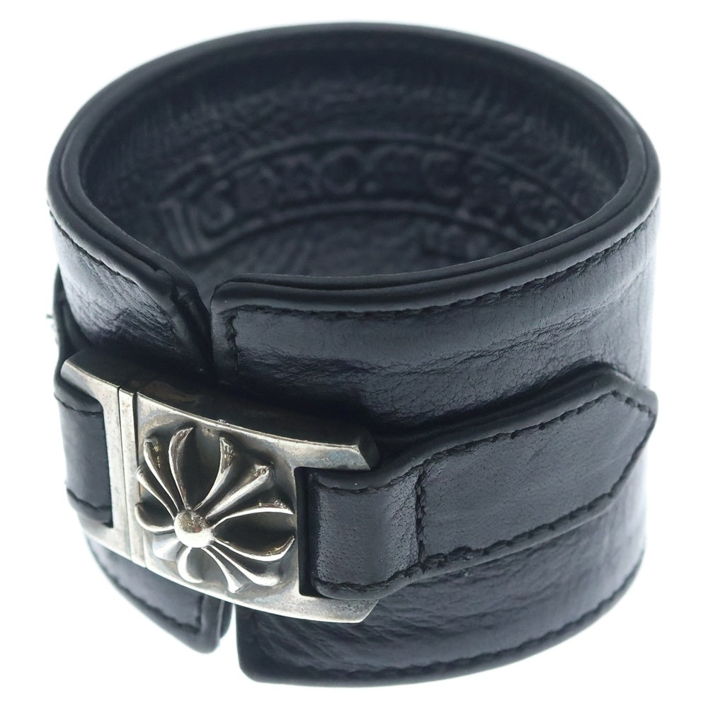 CHROME HEARTS(クロムハーツ) HARNESS CLASP ワイドハーネスクラスプ レザーブレスレット ブラック/シルバー