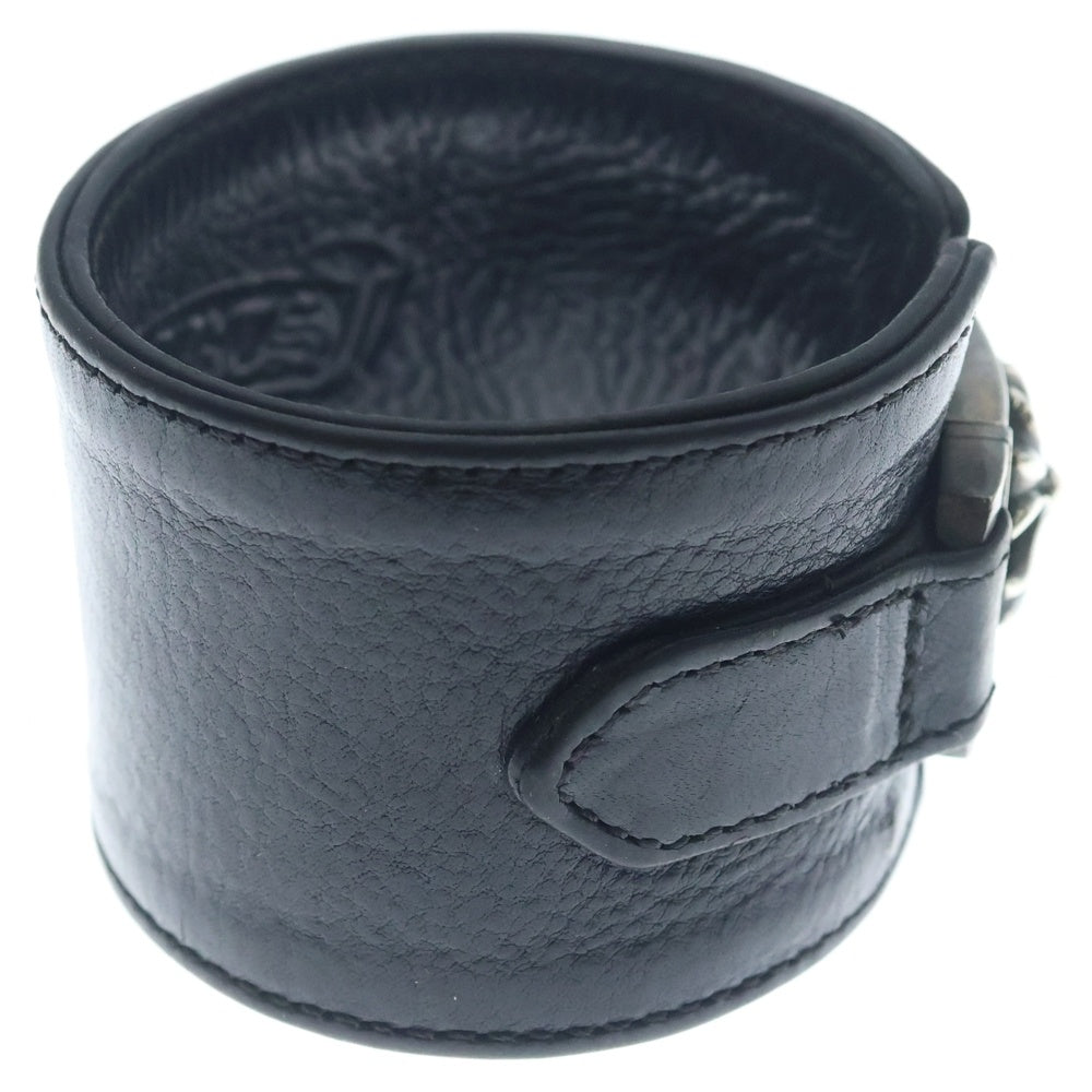 CHROME HEARTS(クロムハーツ) HARNESS CLASP ワイドハーネスクラスプ レザーブレスレット ブラック/シルバー