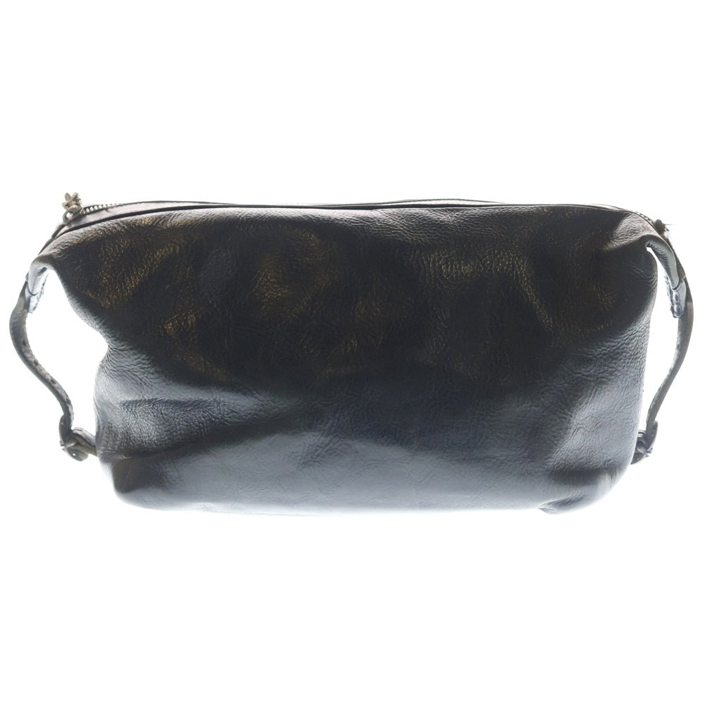 CHROME HEARTS(クロムハーツ) SHAVING BAG シェービングバッグ クラッチ レザーセカンドバッグ ブラック