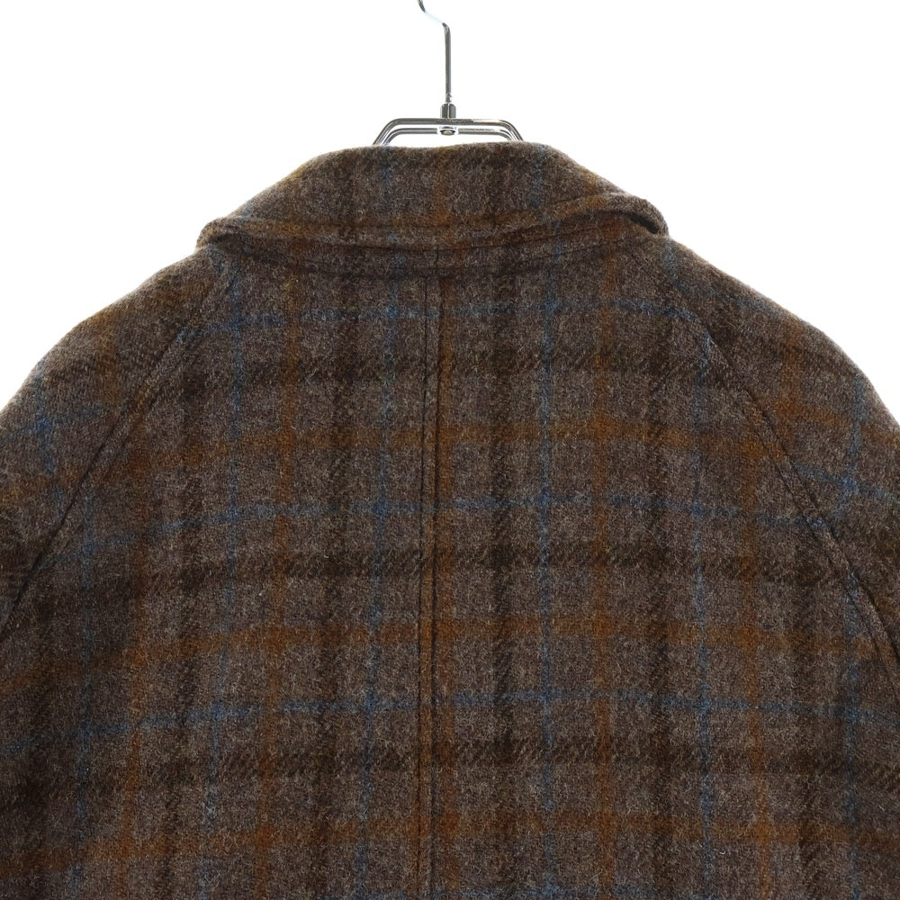 WORKERS K&T H(ワーカーズ) Harris Tweed ハリスツイード チェック柄 バルカマーンコート ブラウン