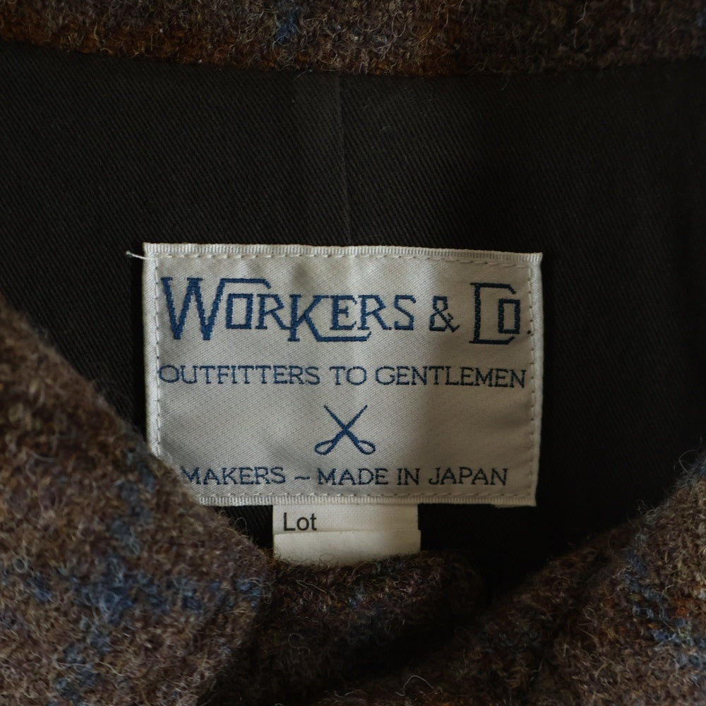 WORKERS K&T H(ワーカーズ) Harris Tweed ハリスツイード チェック柄 バルカマーンコート ブラウン