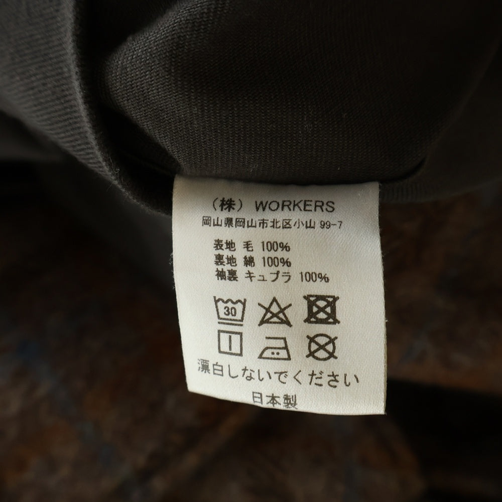 WORKERS K&T H(ワーカーズ) Harris Tweed ハリスツイード チェック柄 バルカマーンコート ブラウン
