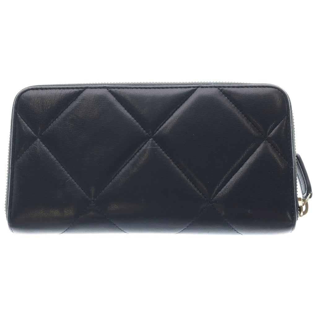 CHANEL(シャネル) ココマーク ラムスキン ラウンドファスナー ロングウォレット 長財布 レディース ブラック AP1063