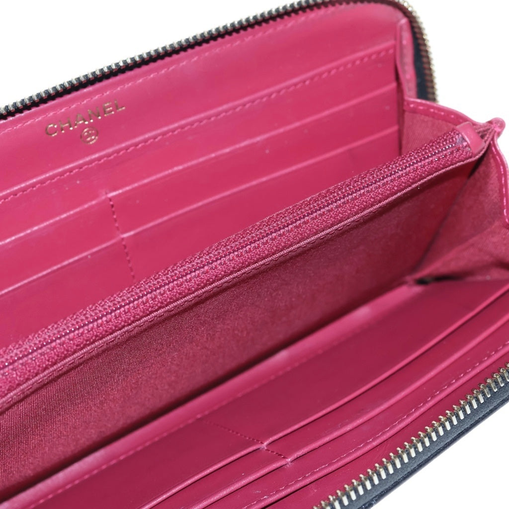 CHANEL(シャネル) ココマーク ラムスキン ラウンドファスナー ロングウォレット 長財布 レディース ブラック AP1063