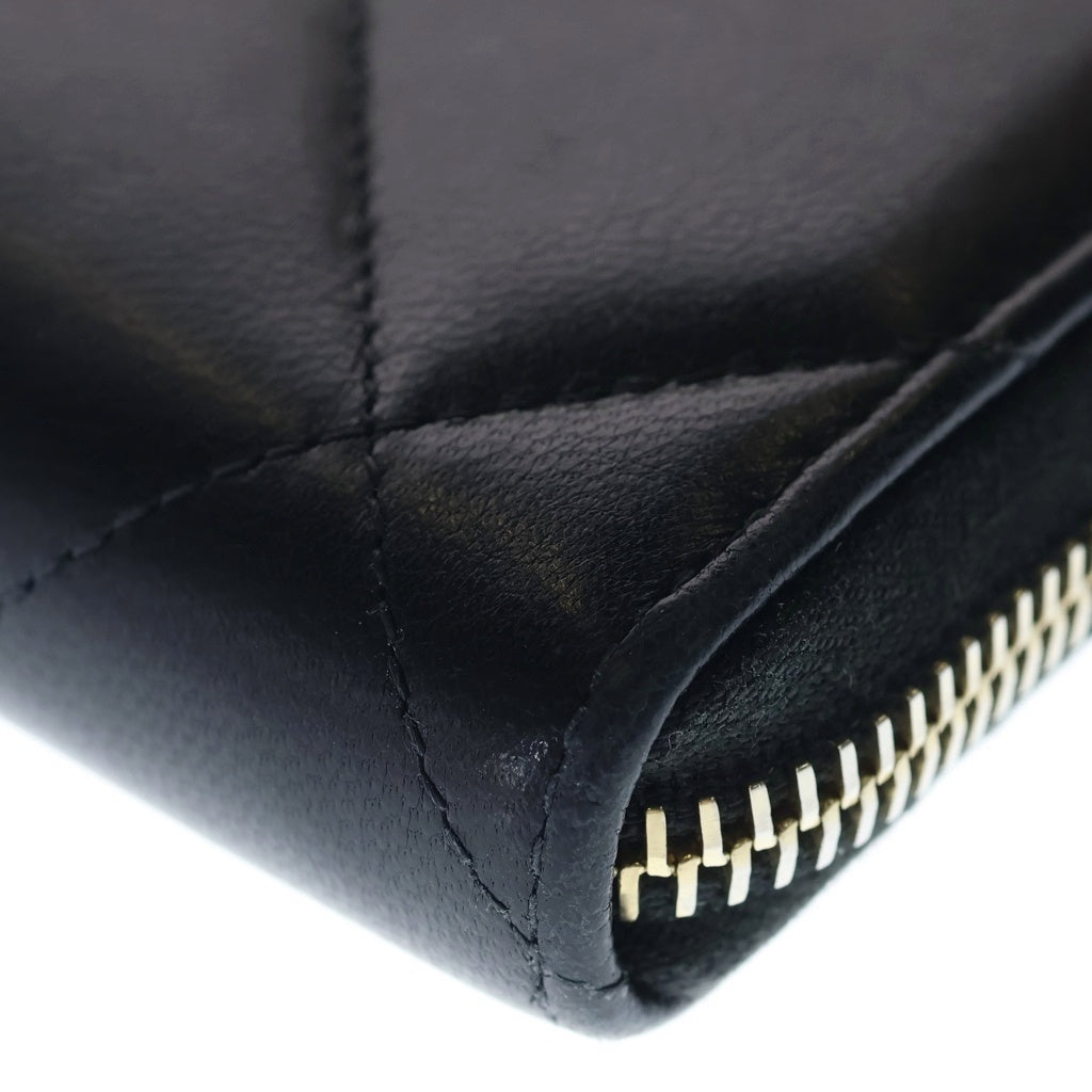 CHANEL(シャネル) ココマーク ラムスキン ラウンドファスナー ロングウォレット 長財布 レディース ブラック AP1063