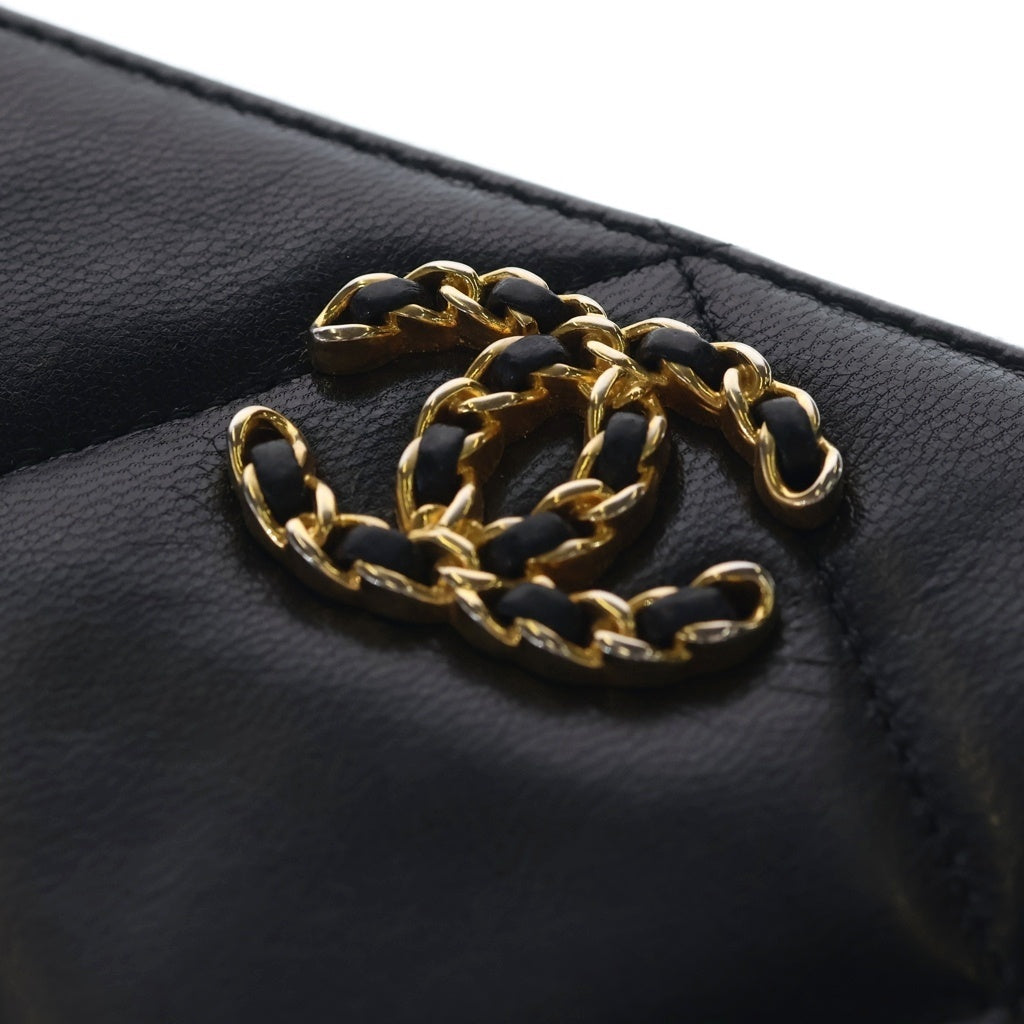 CHANEL(シャネル) ココマーク ラムスキン ラウンドファスナー ロングウォレット 長財布 レディース ブラック AP1063