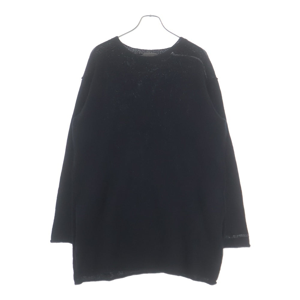 Yohji Yamamoto POUR HOMME(ヨウジヤマモト プールオム) アルパカウールナイロン サイドスリット長袖ニットセーター ブラック HK-K39-195