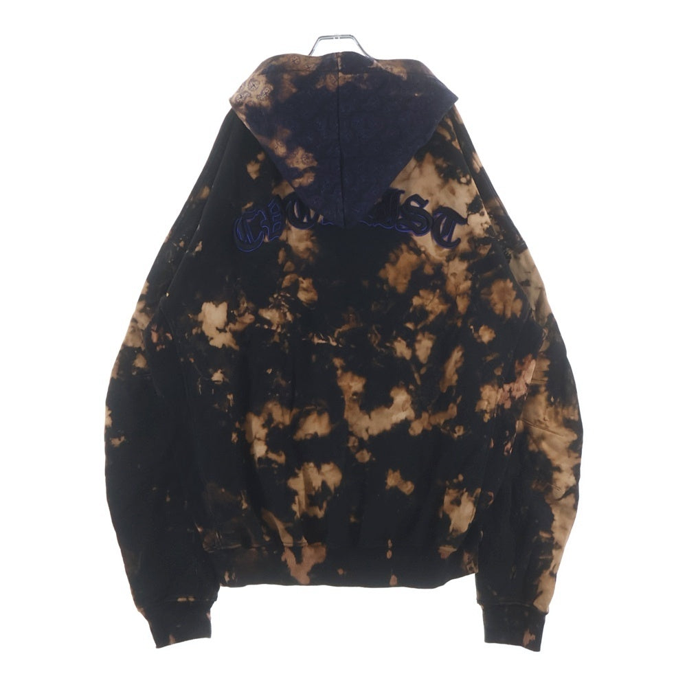 cvtvlist(カタリスト) 24AW Logo Embroidery Bleach Hoodie フロントロゴ刺繍 ブリーチ加工 スウェットプルオーバーパーカー ブラック/オレンジ 240110EP02
