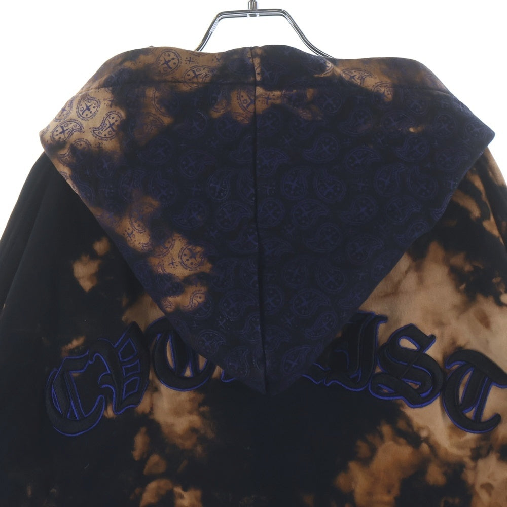 cvtvlist(カタリスト) 24AW Logo Embroidery Bleach Hoodie フロントロゴ刺繍 ブリーチ加工 スウェットプルオーバーパーカー ブラック/オレンジ 240110EP02