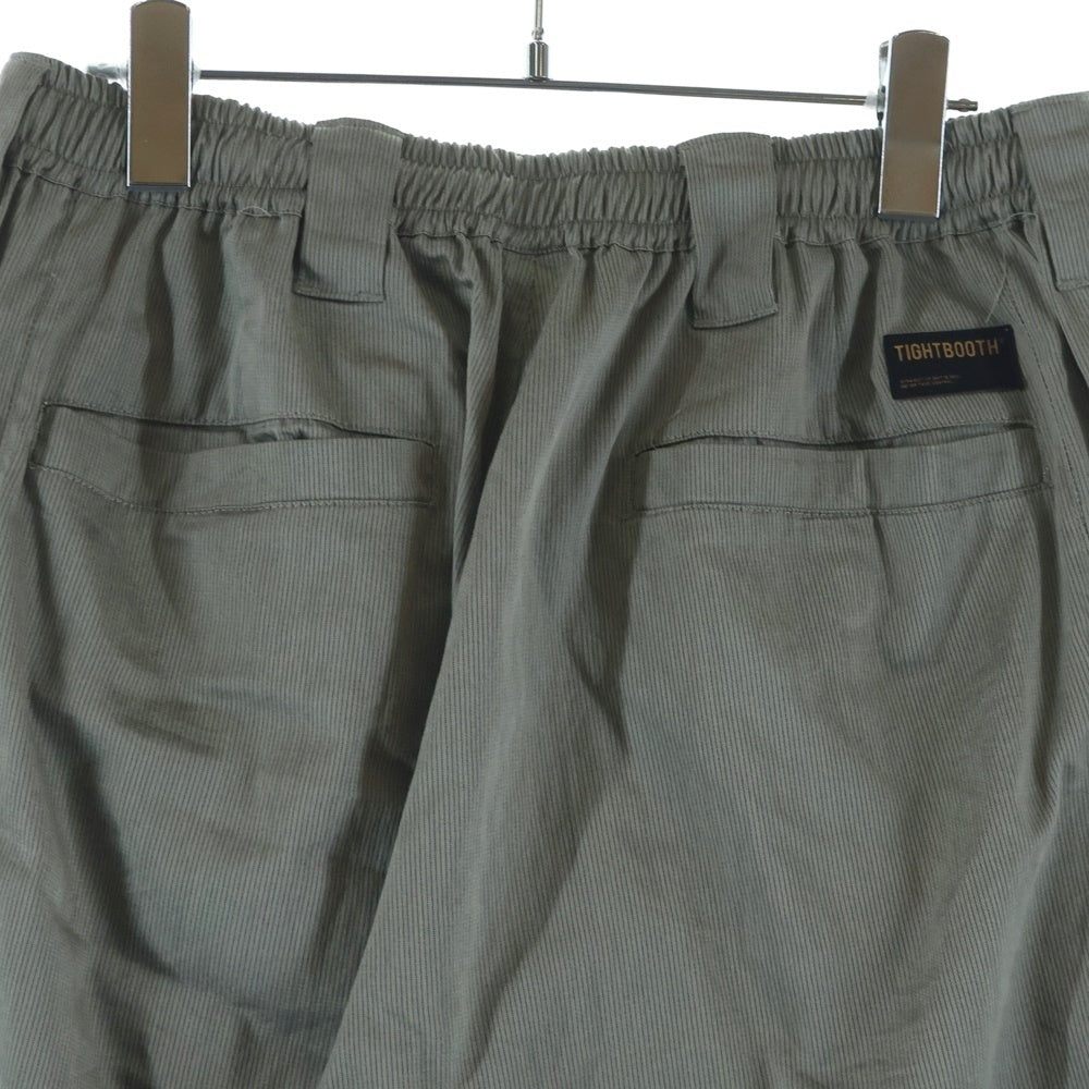 TIGHTBOOTH(タイトブース) STRIPE CROPPED CARGO PANTS ロゴプリント ストライプ クロップド カーゴパンツ グレー