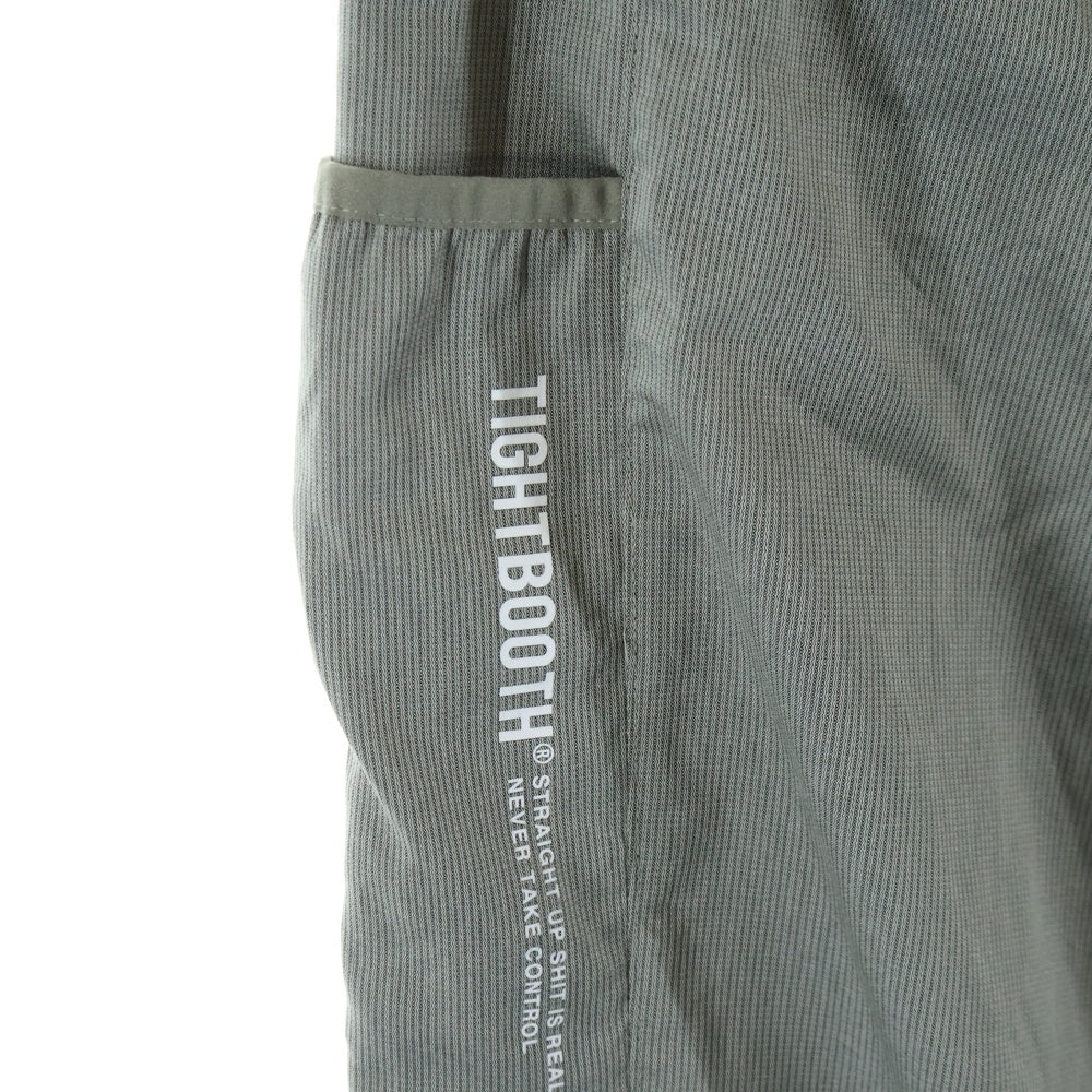 TIGHTBOOTH(タイトブース) STRIPE CROPPED CARGO PANTS ロゴプリント ストライプ クロップド カーゴパンツ グレー