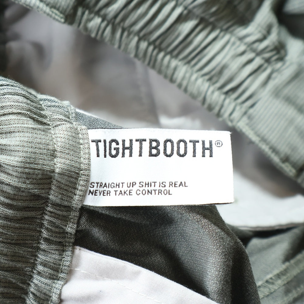 TIGHTBOOTH(タイトブース) STRIPE CROPPED CARGO PANTS ロゴプリント ストライプ クロップド カーゴパンツ グレー