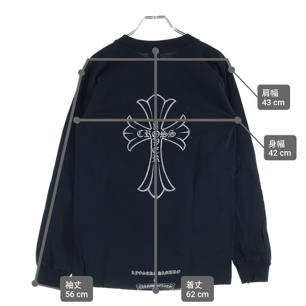 CHROME HEARTS(クロムハーツ) ×KYOSUKE HIMURO OLD L/S TEE ×氷室京介 バッククロスプリント クルーネック長袖Tシャツカットソー ブラック