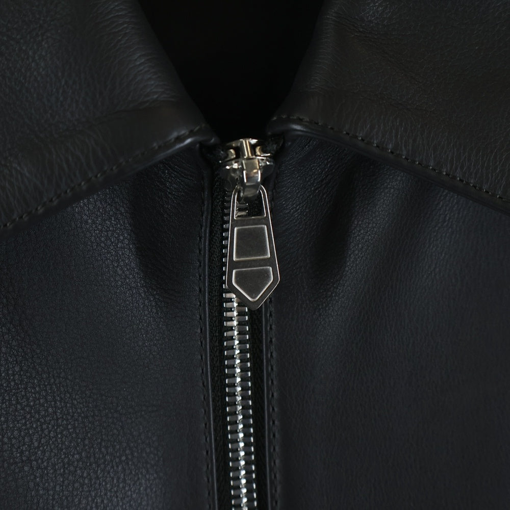 HERMES(エルメス) レイヤード レザーシングルライダースジャケット ブラック