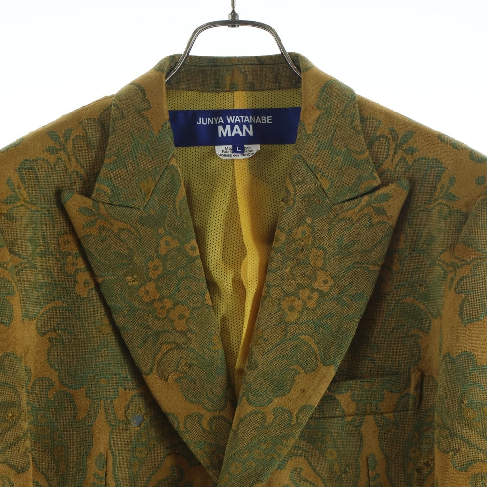 COMME des GARCONS JUNYA WATANABE MAN(コムデギャルソンジュンヤワタナベマン) Jacquard Floral Blazer ジャカードフラワーブレザージャケット イエロー WQ-J005