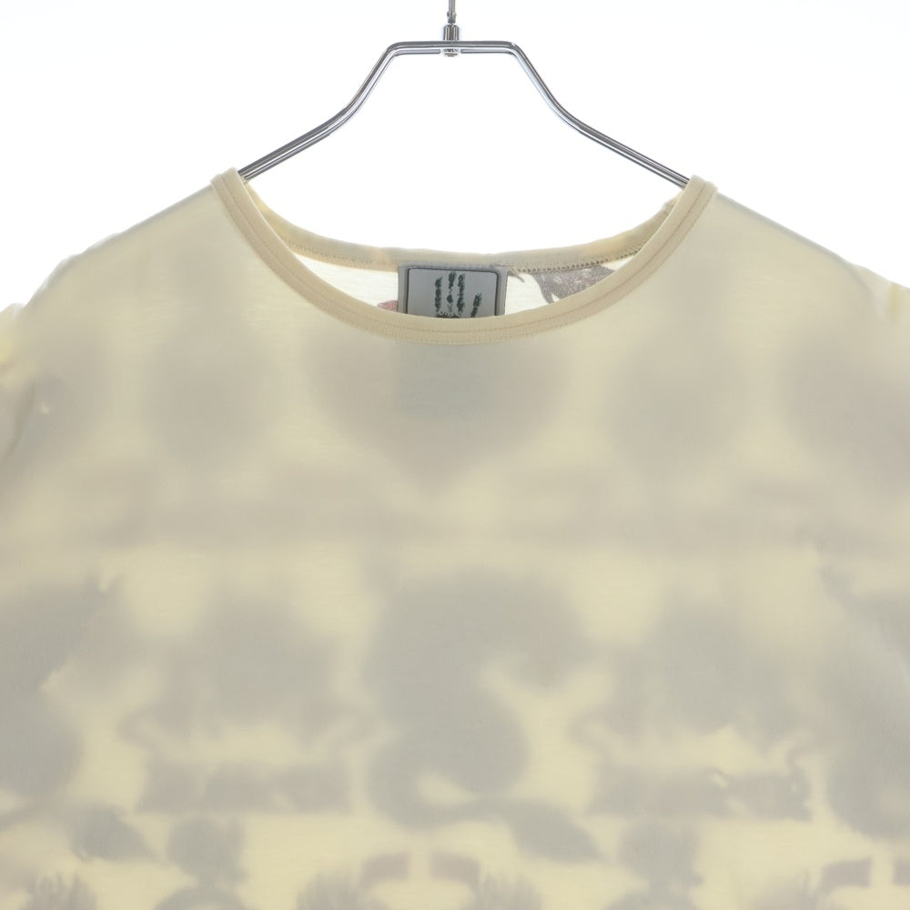 Jean Paul GAULTIER(ジャンポールゴルチエ) バック総柄 クルーネック半袖Tシャツカットソー ホワイト/レッド