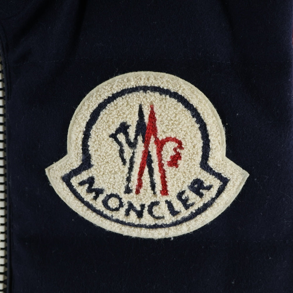 MONCLER(モンクレール) 15AW BASTIEN バスティアン フロントロゴワッペン ボア ジップアップ ダウンベスト ネイビー A209H4333025 57644