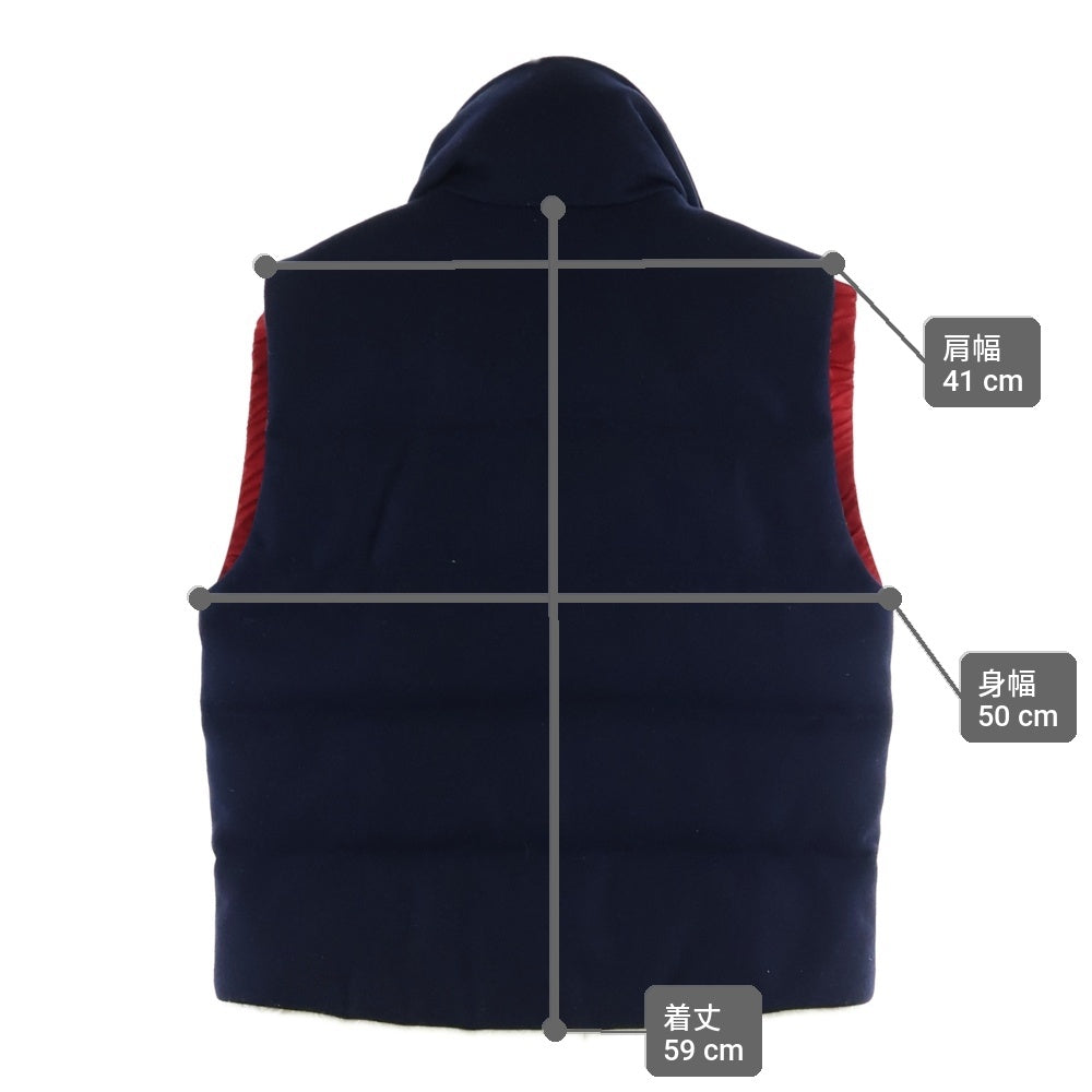 MONCLER(モンクレール) 15AW BASTIEN バスティアン フロントロゴワッペン ボア ジップアップ ダウンベスト ネイビー A209H4333025 57644