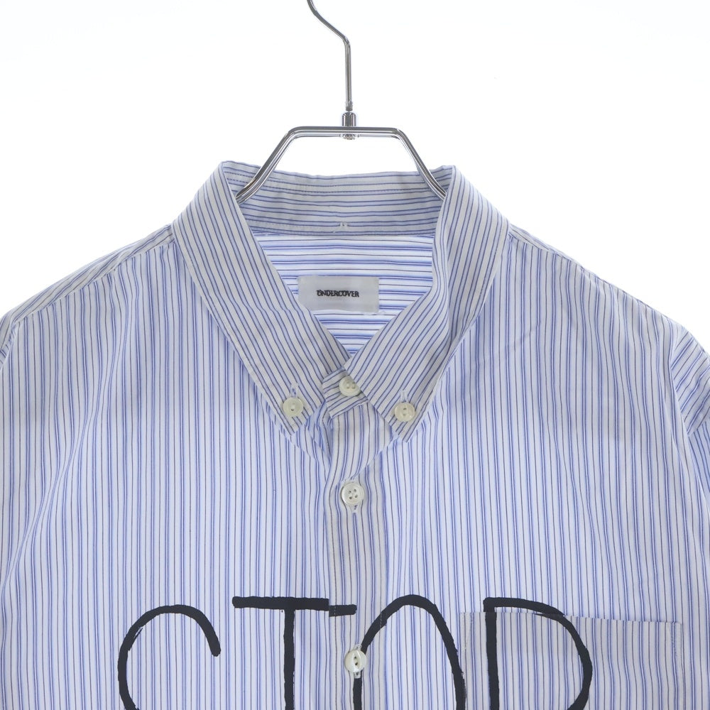 UNDERCOVER(アンダーカバー) 13SS STOP MAKING SENSE ストップメイキングセンス フロントプリント 長袖ストライプシャツ ブルー/ホワイト K4413-1
