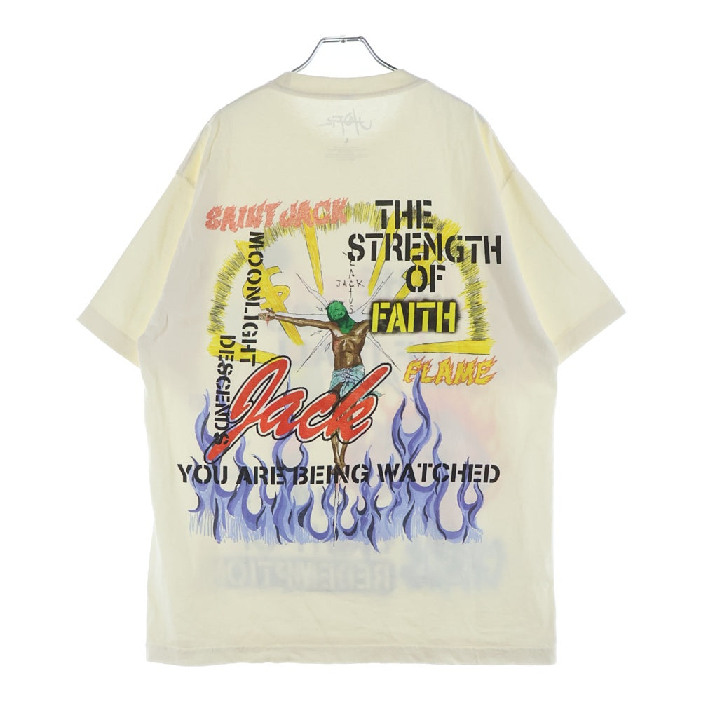 SAINT MICHAEL(セントマイケル) ×Travis Scott Cactus Jack トラヴィス カクタスジャック フロントプリント クルーネック半袖Tシャツカットソー ホワイト