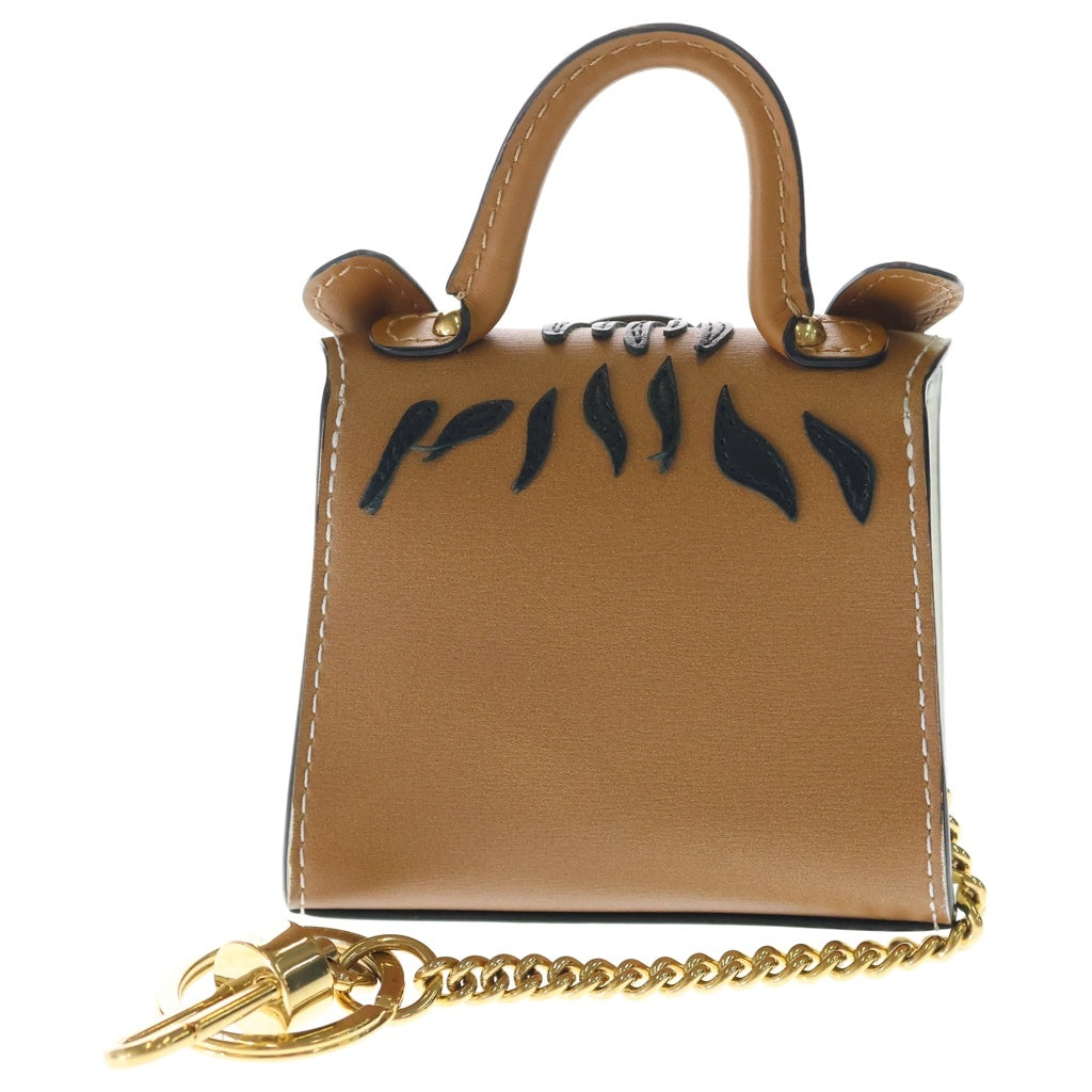 DELVAUX(デルボー) Miniatures Korea Brillant Charms Tiger Box Calf ブリオン タイガーモチーフ ミニチュアチャーム コリア ホワイトブラウン レディース