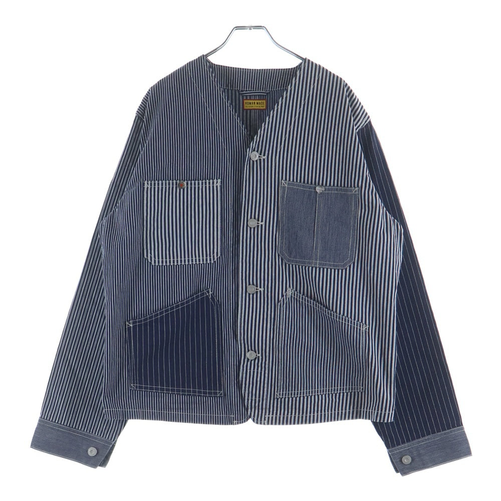 HUMAN MADE(ヒューマンメイド) NGENEER JACKET INDIGO バックロゴ ヒッコリーストライプ ワークジャケット HM29JK007 インディゴ