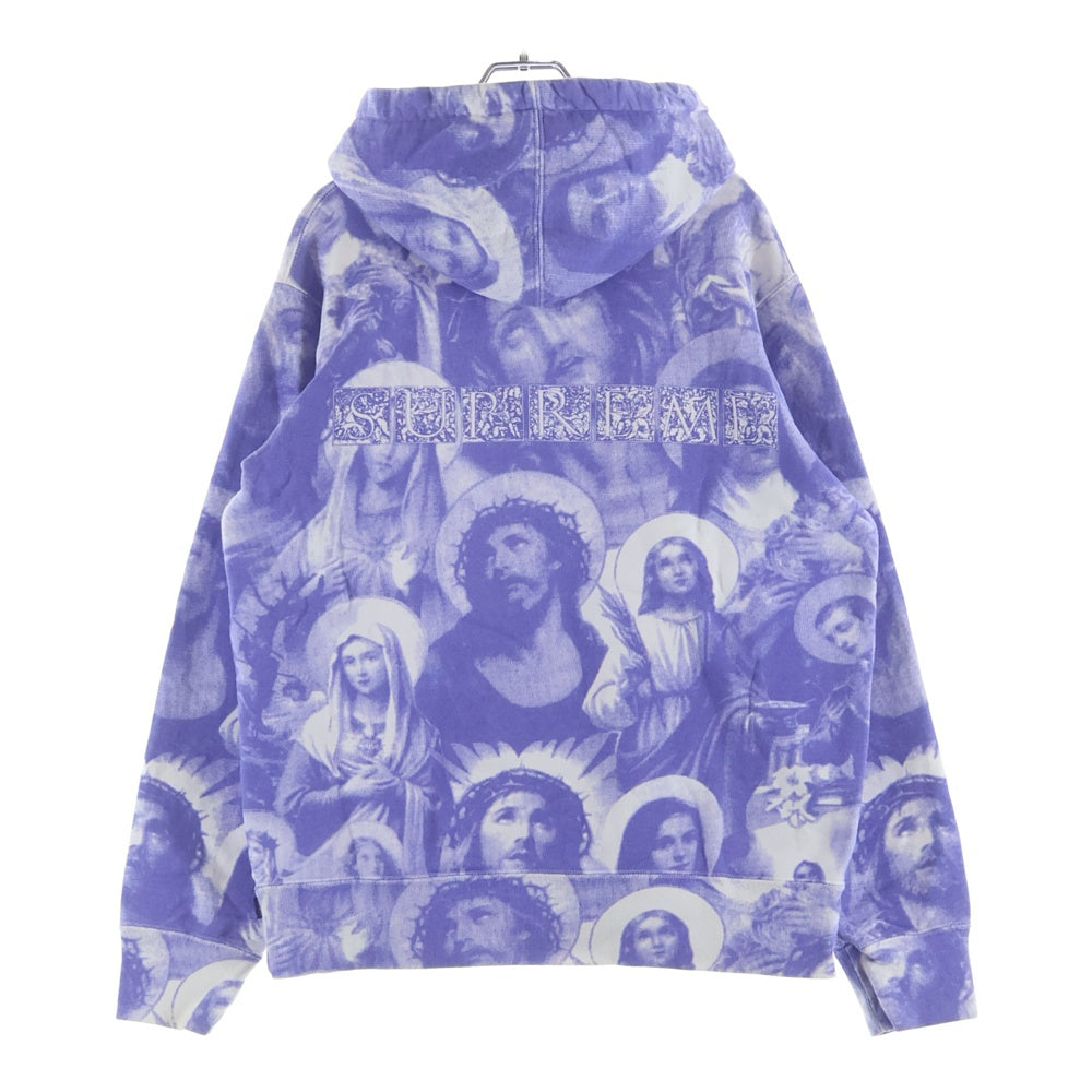 SUPREME(シュプリーム) Jesus and Mary Hooded Sweatshirt 総柄プリント プルオーバーパーカー パープル