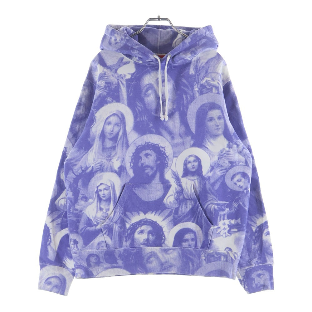 SUPREME(シュプリーム) Jesus and Mary Hooded Sweatshirt 総柄プリント プルオーバーパーカー パープル