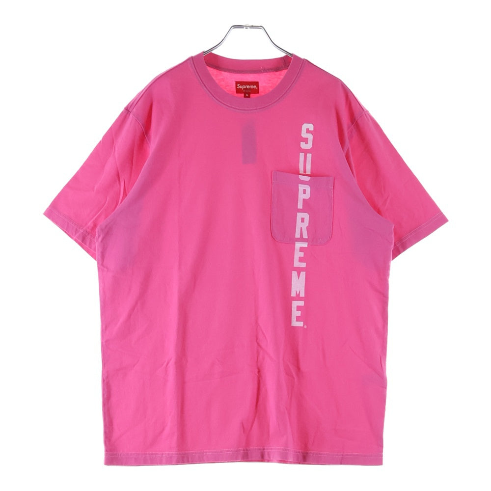 SUPREME(シュプリーム) 20SS Contrast Stitch Pocket Tee コントラストステッチ ロゴプリント クルーネック半袖Tシャツカットソー ピンク