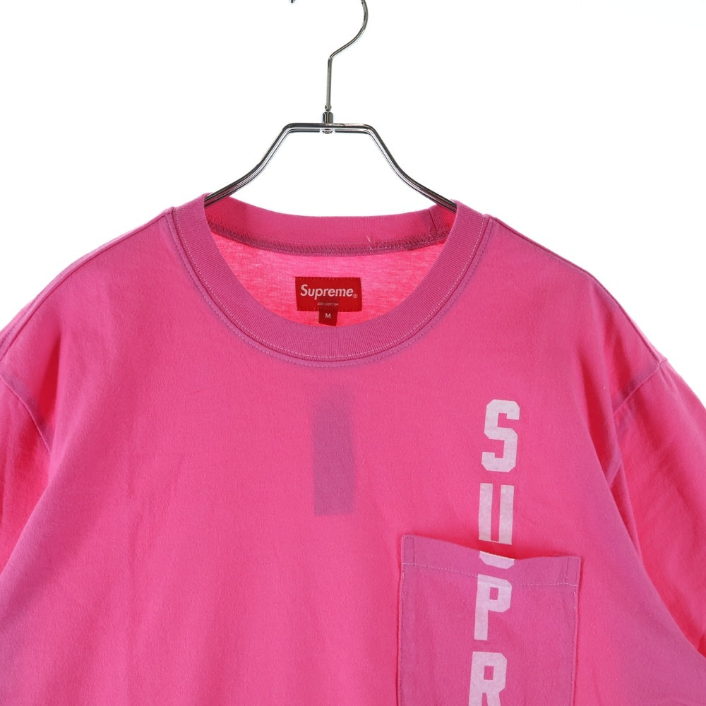 SUPREME(シュプリーム) 20SS Contrast Stitch Pocket Tee コントラストステッチ ロゴプリント クルーネック半袖Tシャツカットソー ピンク