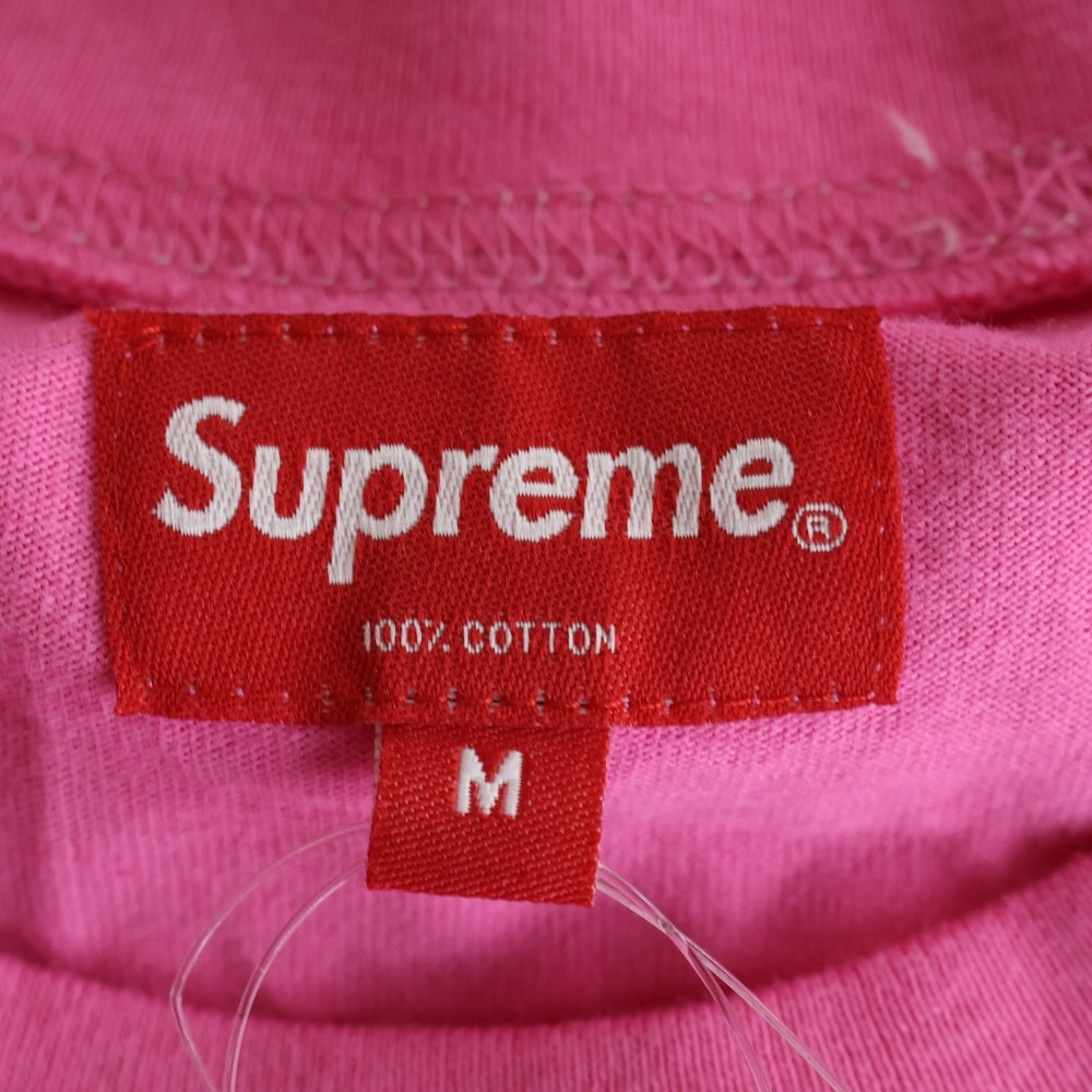 SUPREME(シュプリーム) 20SS Contrast Stitch Pocket Tee コントラストステッチ ロゴプリント クルーネック半袖Tシャツカットソー ピンク
