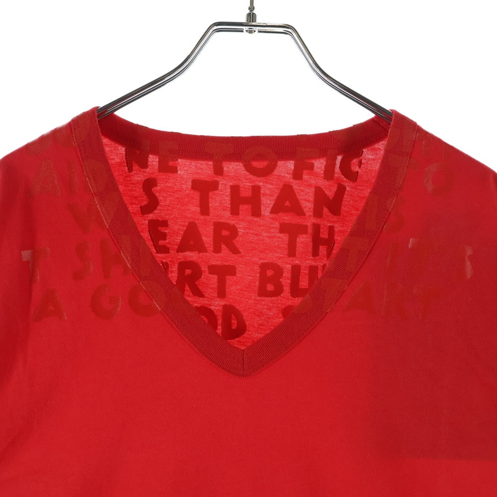 Maison Margiela(メゾンマルジェラ) 21SS 21SS エイズTee Vネック半袖Tシャツカットソー レッド S50GJ0021