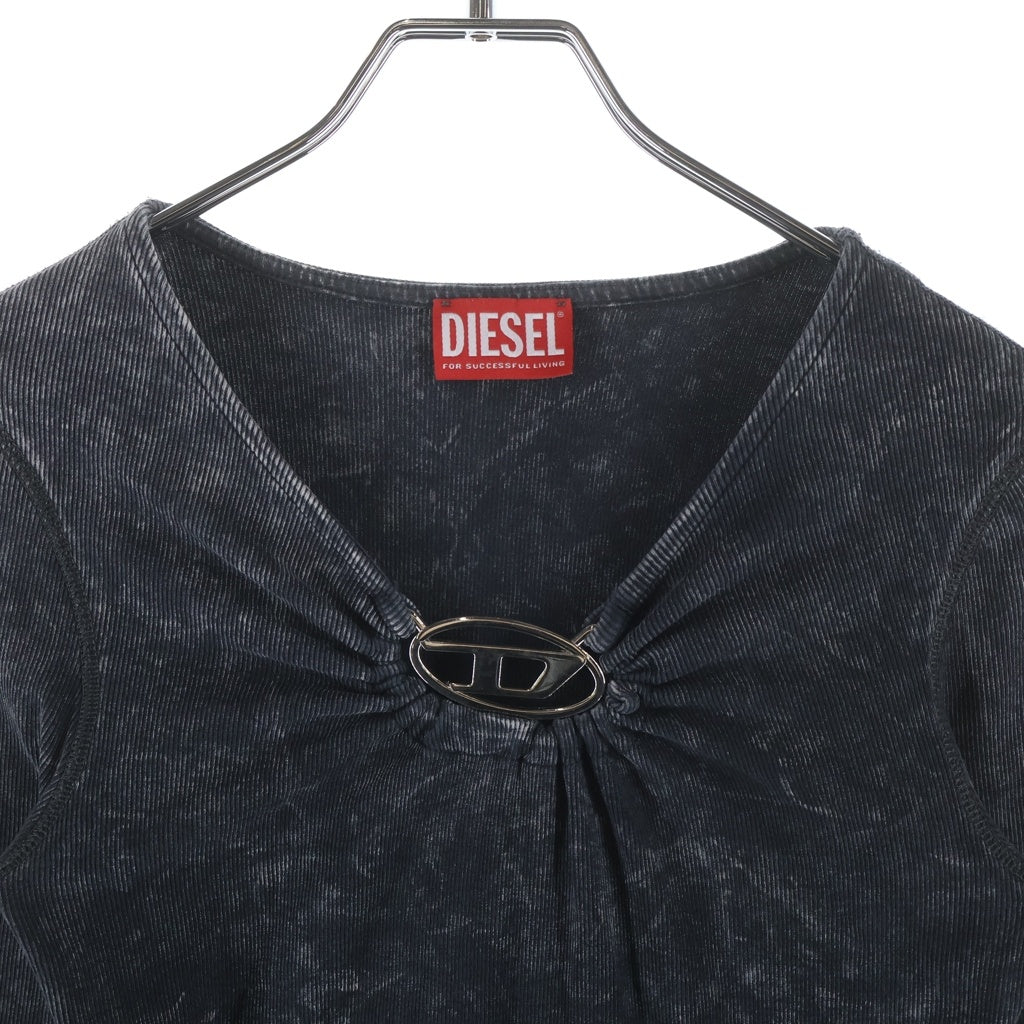 DIESEL(ディーゼル) T-RESPEC-LS Dロゴ 長袖Tシャツカットソー レディース ブラック A12067 0KHAS