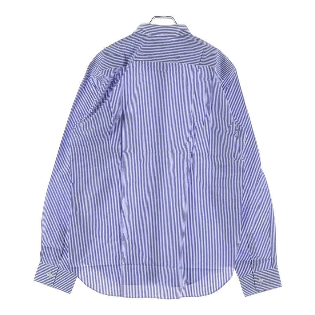 COMME des GARCONS HOMME(コムデギャルソンオム) 09AW ストライプ切り替えデザイン ボタンダウン長袖コットンシャツ ブルー HD-B204