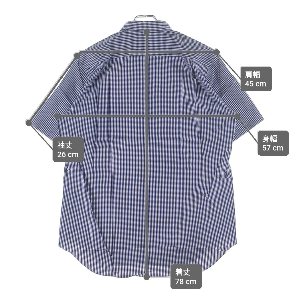 COMME des GARCONS HOMME(コムデギャルソンオム) 07SS チェック切り替えストライプデザイン ボタンダウン半袖コットンシャツ ブルー HS-B040