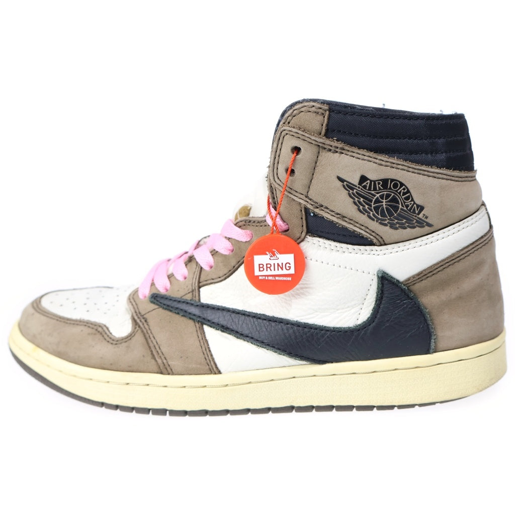 NIKE(ナイキ) ×TRAVIS SCOTT AIR JORDAN 1 RETRO HIGH OG TS SP トラヴィススコット エアジョーダン1 ハイカットスニーカー ブラウン/ホワイト US9.5/27.5cm CD4487-100