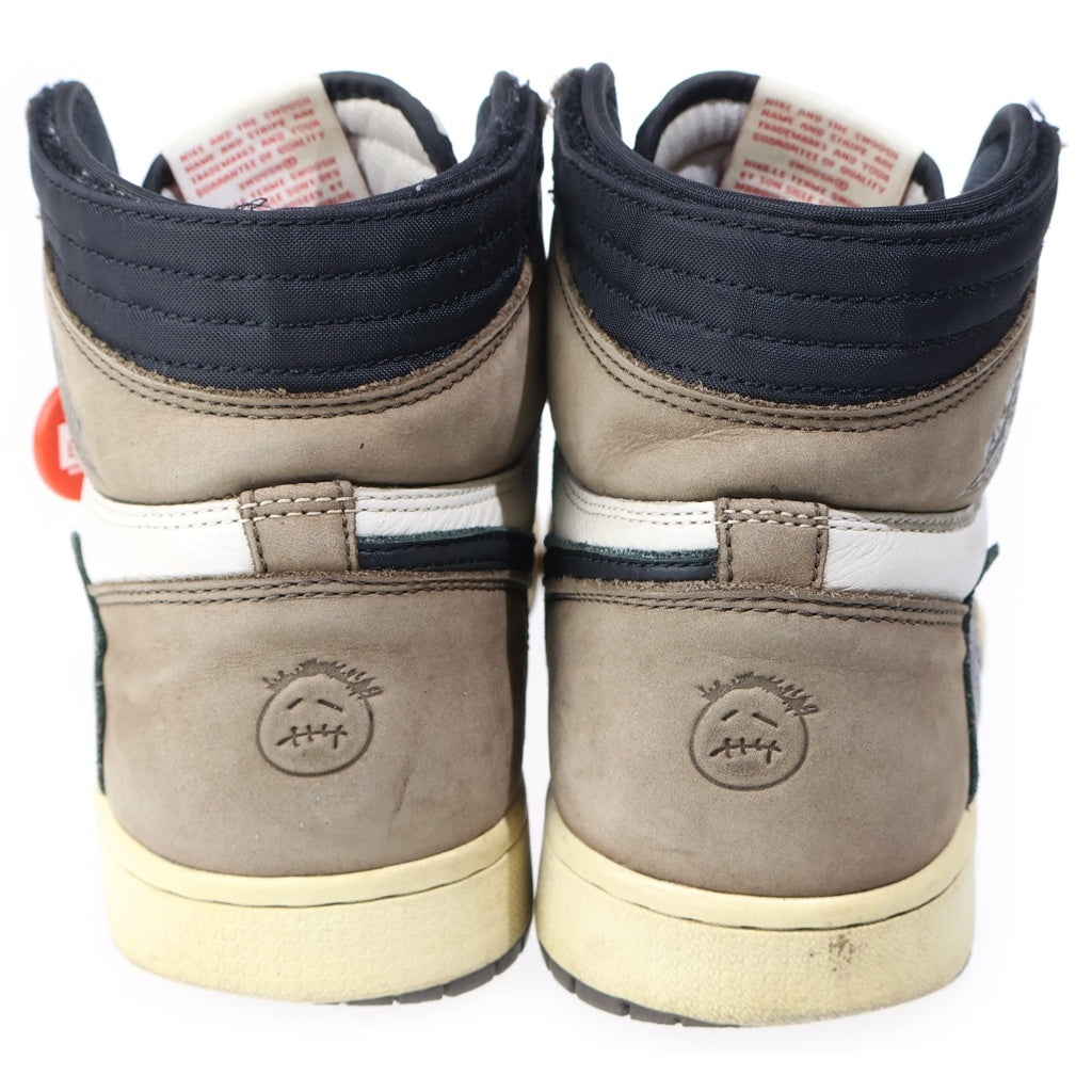 NIKE(ナイキ) ×TRAVIS SCOTT AIR JORDAN 1 RETRO HIGH OG TS SP トラヴィススコット エアジョーダン1 ハイカットスニーカー ブラウン/ホワイト US9.5/27.5cm CD4487-100