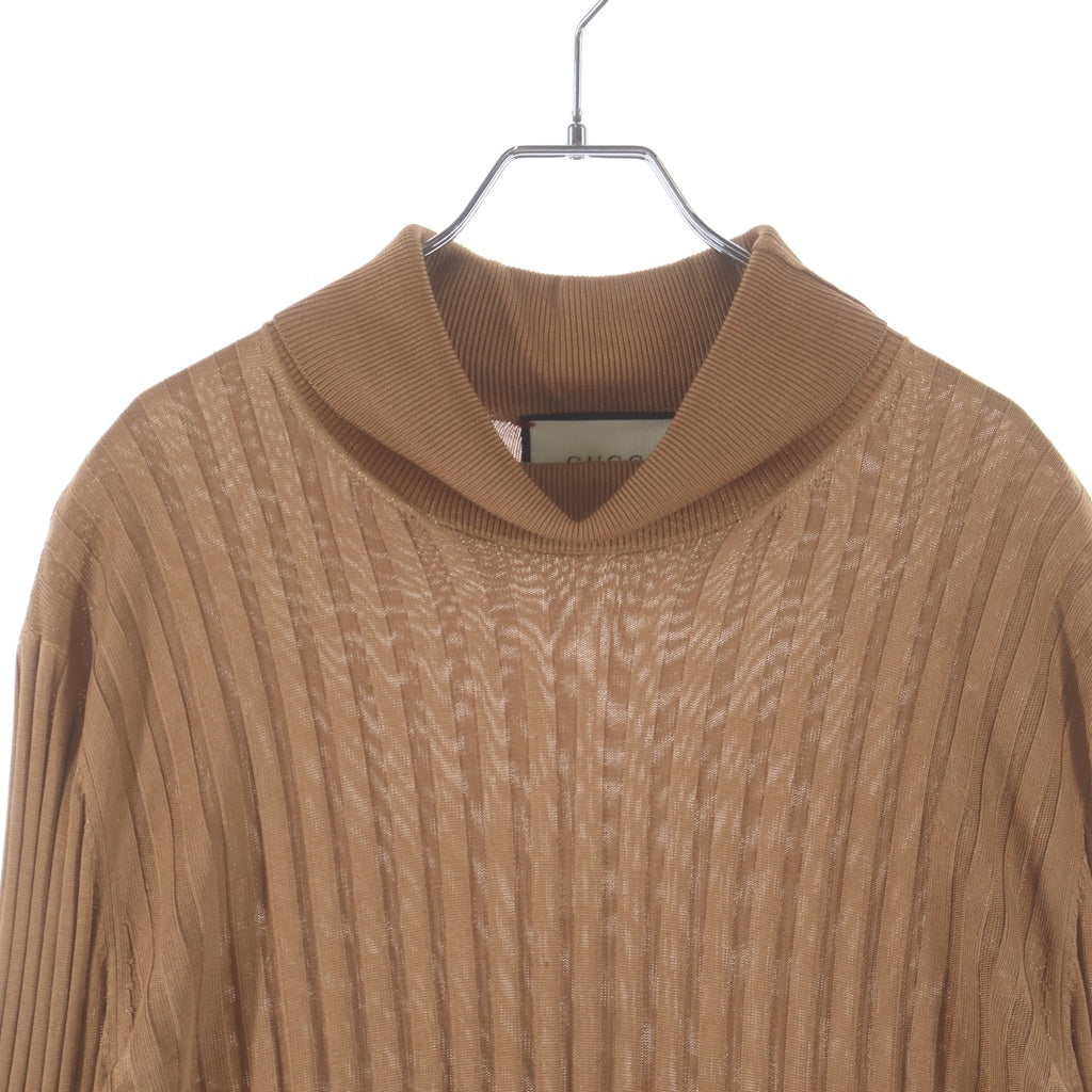 GUCCI(グッチ) タートルネック 長袖リブニット ブラウン 461174